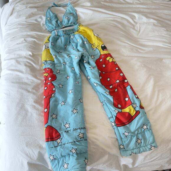 Bart Simpson Matching Set Custom Made 1990s Quilt Rework Size S - Picture 3 of 10